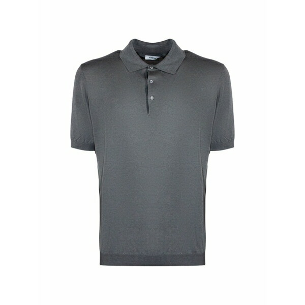 カングラ  メンズ スポーツシャツ トップス Buttoned short-sleeve polo shirt Grey