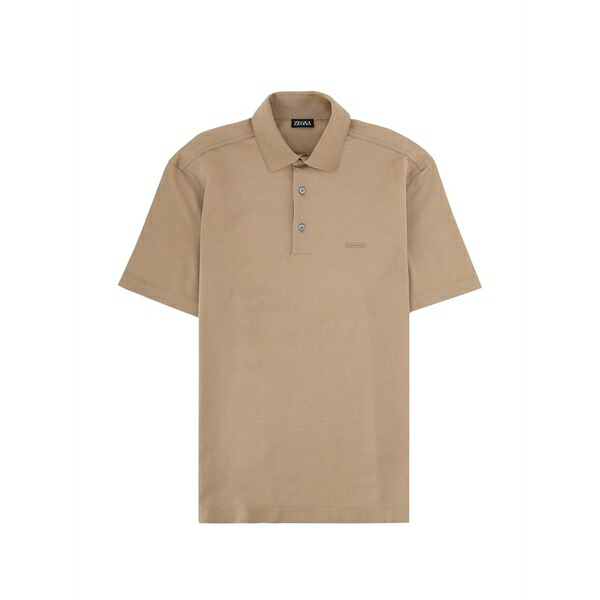 ゼニア メンズ スポーツシャツ トップス Logo-embroidered short-sleeve polo shirt Neutrals