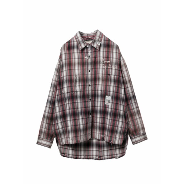 ミハラヤスヒロ メンズ プルオーバー トップス Plaid embroidered shirt White