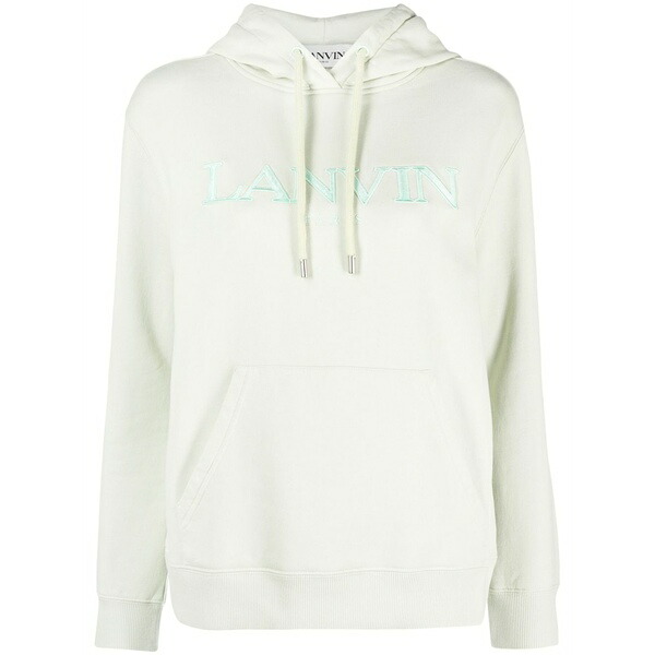 ランバン レディース パーカー・スウェットシャツ アウター Logo-embroidered hoodie Green