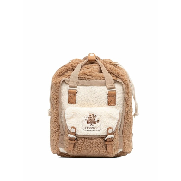 ドーナッツ レディース うしろ側容器に並べる・背嚢 御徒面子 Fleece-texture bear-embroidered backpack Brown