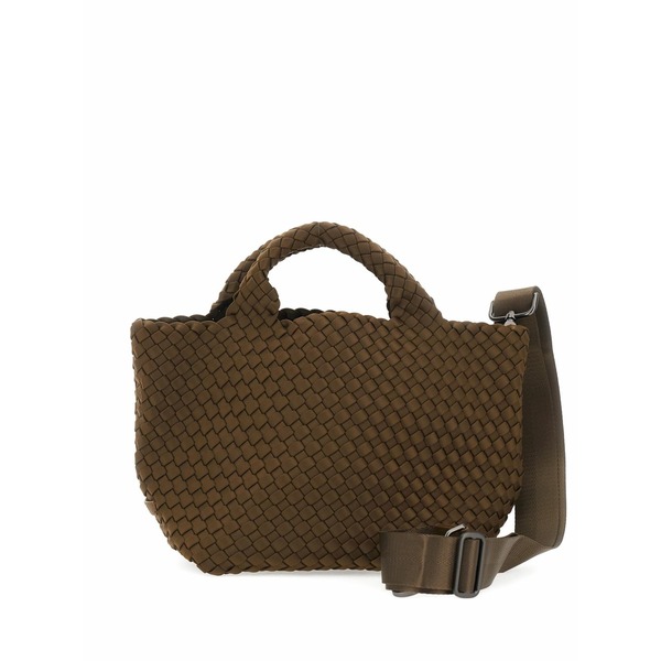 ナゲディ レディース ハンドバック 御徒面子 Woven top handle tote bag Brown