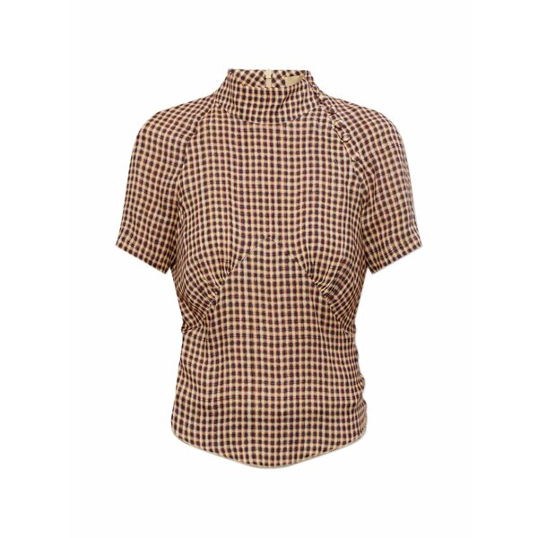 ナウルズ レディース プルオーバー トップス Check short-sleeve top Neutrals