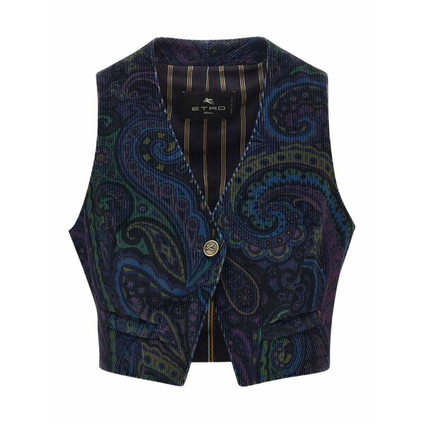 エトロ レディース 上衣＆上衣 アウター Paisley-print corduroy vest Blue