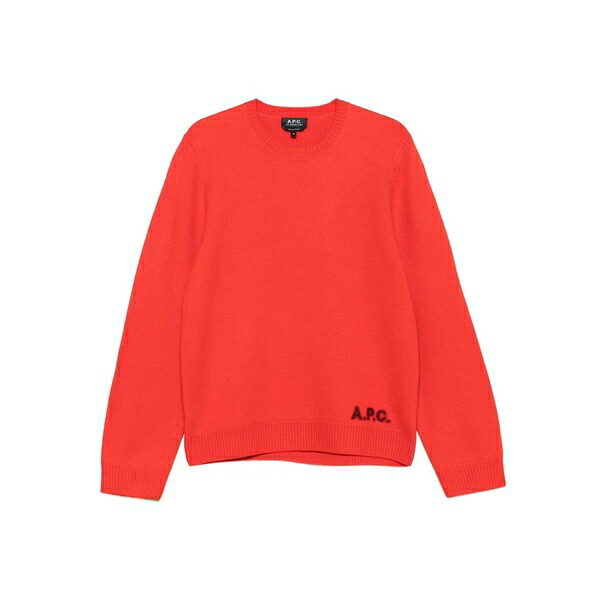 アーペーセー メンズ 編み物\u0026スウェーター アウター Logo-embroidered crew-neck sweater  Red