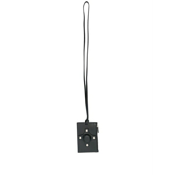 クレイグ緑であること メンズ 金入れ 付属物 Leather lanyard card holder Black