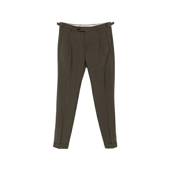 ベルウィッチ メンズ 心地好いズボン下 ボトムス Pleated side-adjuster trousers Brown