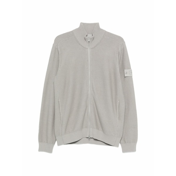 ストーンアイランド メンズ ジレー アウター Ghost logo-patch cardigan Grey