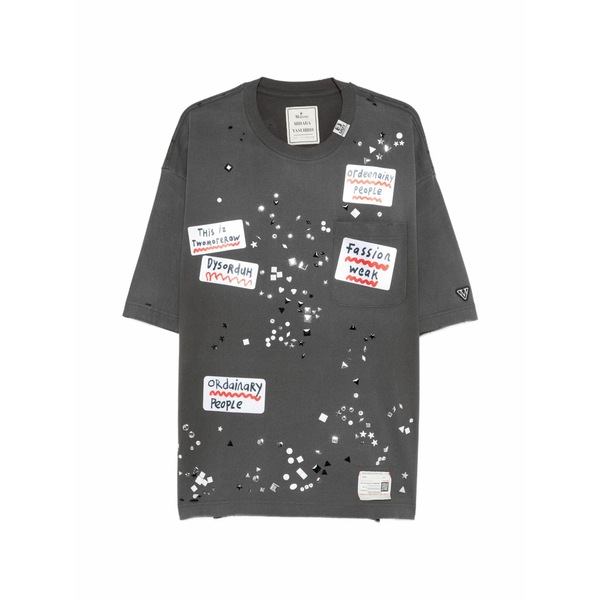 ミハラヤスヒロ メンズ ティーシャツ トップス Sticker-embellished t-shirt Grey