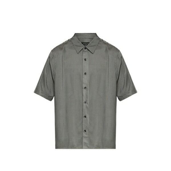 ラグアンドボーン メンズ プルオーバー トップス Vertical-stripe short-sleeve shirt Grey