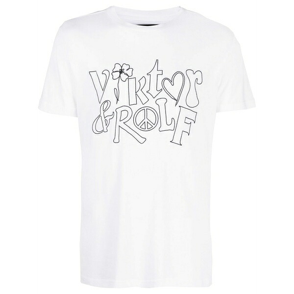 ビクターアンドロルフ メンズ プルオーバー トップス Logo-print cotton-blend t-shirt White