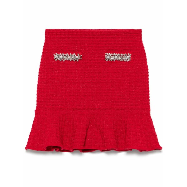 セルフ・ポートレイト レディース スコート ボトムス Grid-knit mini skirt Red