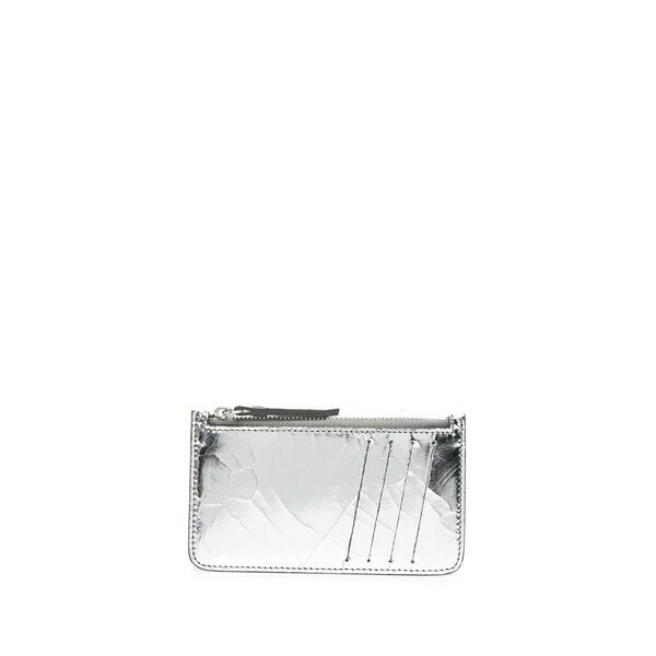 マルタンマルジェラ メンズ 銭入れ 添え物 Mirror-effect zipped card holder Silver