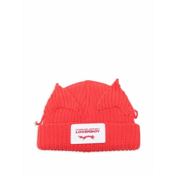 プリンスチャールズ島・ジェフリー メンズ かぶり笠 佩び物 Ears-detail beanie Red