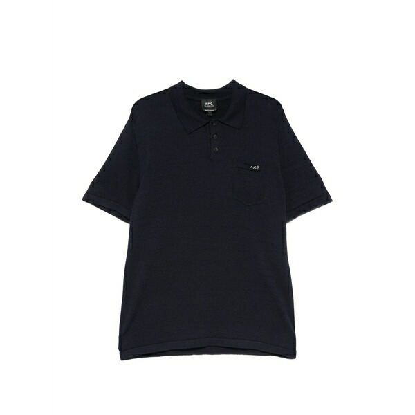 アーペーセー メンズ スポーツシャツ トップス Gide logo-embroidered chest-pocket polo shirt Blue