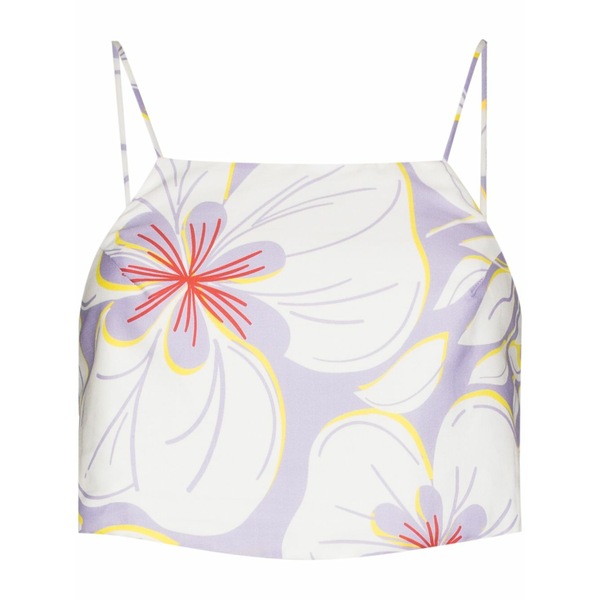 ラシル レディース カットソー トップス Floral-print cropped top White