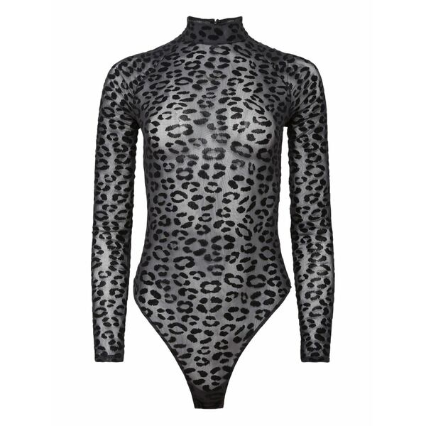 フレーデュマール レディース プルオーバー トップス Leopard flocked bodysuit Black