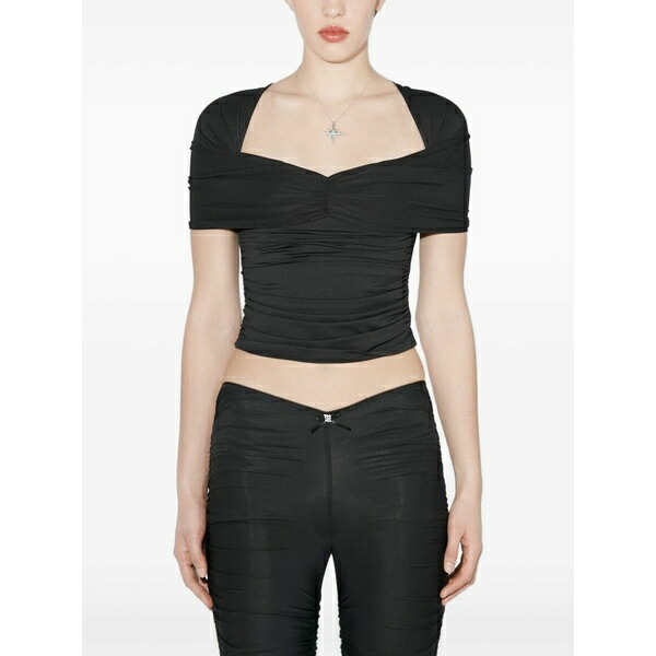 ミスビヘイブ レディース ティーシャツ トップス Draped top Black