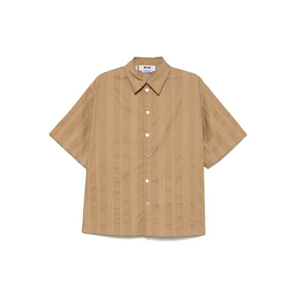 エムエスジイエム メンズ プルオーバー トップス Embroidered shirt Brown