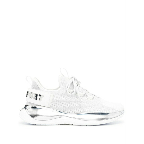 飾り気の無い運動競技 メンズ スニーカー シューズ Metallic-logo sneakers White
