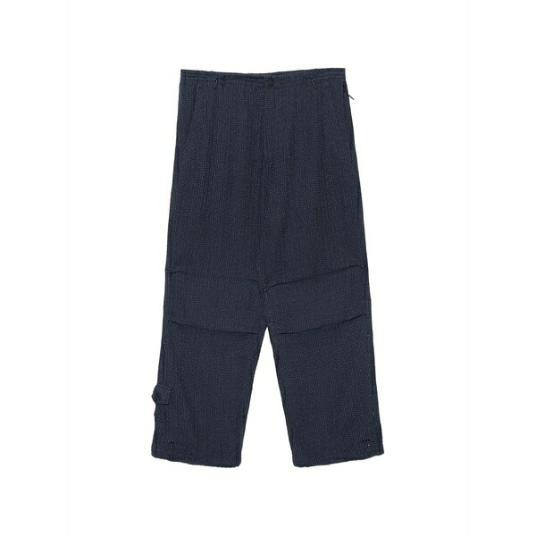 マハリシ メンズ 心地好いズボン下 ボトムス Sashiko-stitched drawstring trousers Blue