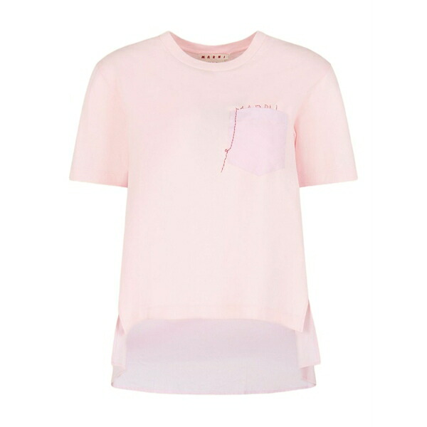 マルニ レディース ティーシャツ トップス Logo-embroidered cotton t-shirt Pink
