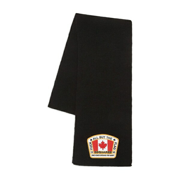ディースクエアード メンズ 消音装置・袈裟・えり巻き 添え物 Canadian flag knit scarf Black