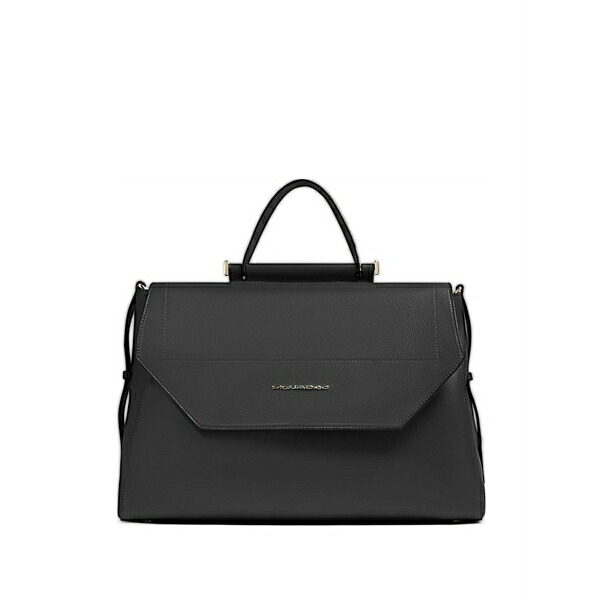 ピークアドロ  レディース ショルダーバッグ 御徒面子 Grained-leather satchel Black
