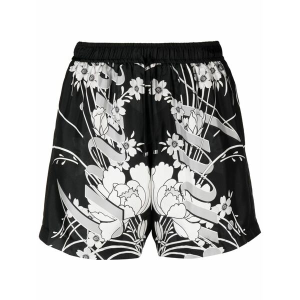 アミリ メンズ カジュアルパンツ ボトムス Floral-print silk track shorts Black|asty