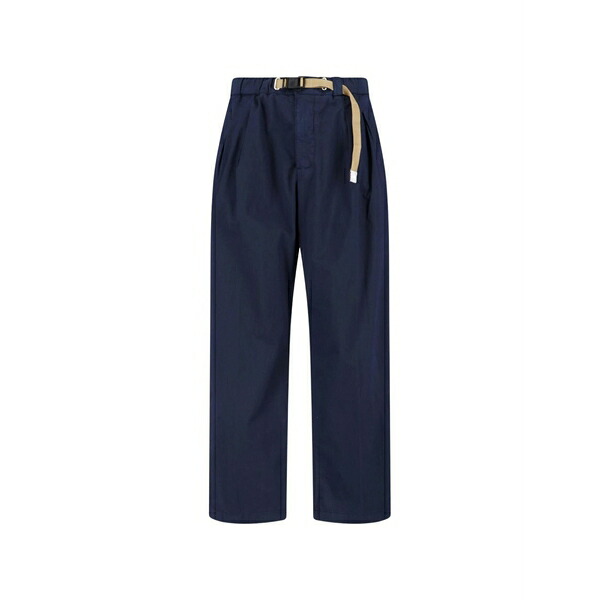 白いこと真砂 メンズ 心地好いズボン下 ボトムス Belted pleated trousers Blue