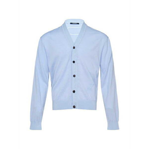 ジャクエムス メンズ ジレー アウター The j embroidered-logo cardigan Blue