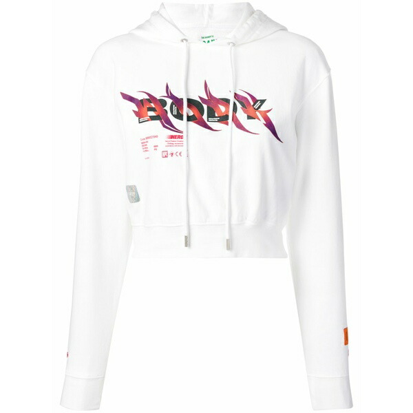 戸呂 プレストン レディース パーカー・スウェットシャツ アウター Body print cropped hoodie White