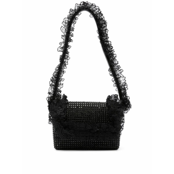 セルフ・ポートレイト レディース ショルダーバッグ 御徒面子 Crystal-embellished lace-detail shoulder bag Black