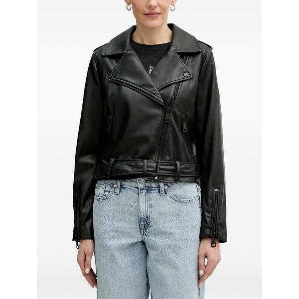 ダナ キャラン ニューヨーク州 レディース 上衣＆上衣 アウター Belted zipped jacket Black