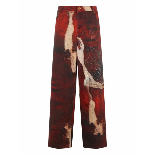 ロベルトカヴァリ レディース ジーンズズボン下 ボトムス Faded dye-effect jeans Red
