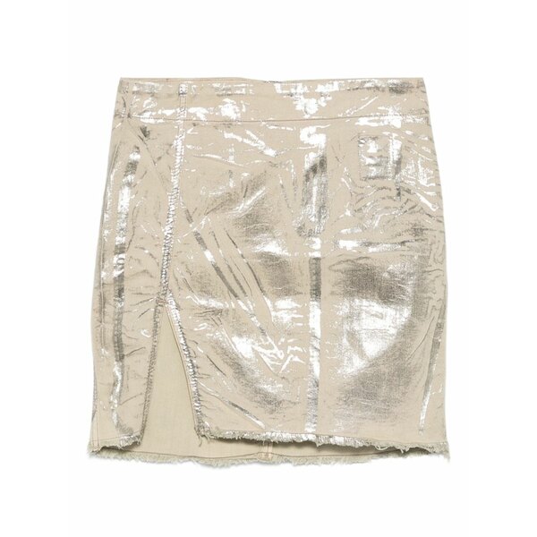 リックオウエンス レディース スコート ボトムス Metallic frayed-edge mini skirt Neutrals