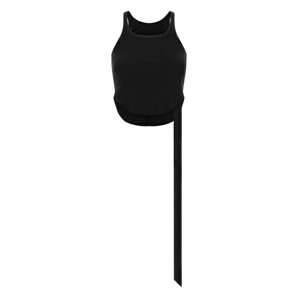 リックオウエンス レディース カットソー トップス Raw-hem tie-detail tank top Black