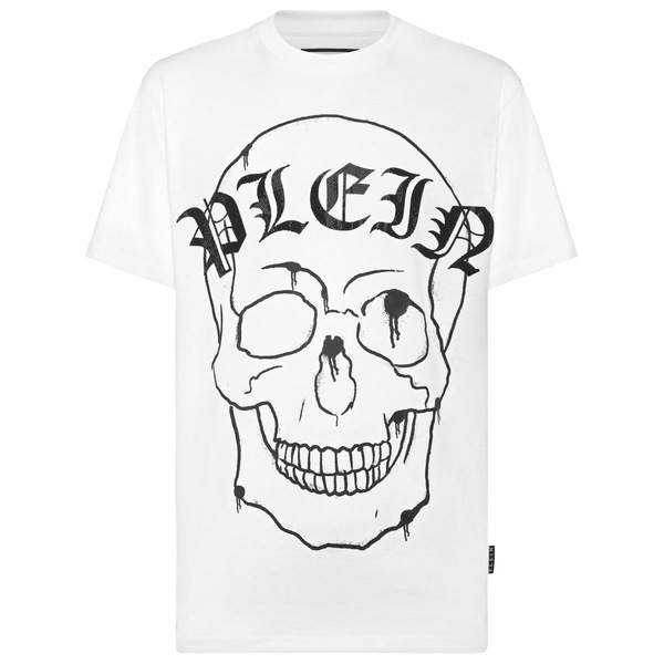 フィリップ飾り気の無い メンズ プルオーバー トップス Skull-print t-shirt White