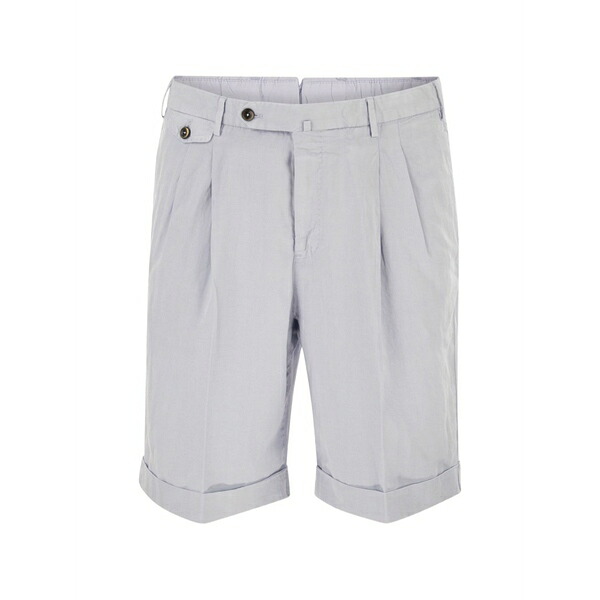 PTトリノ メンズ 心地好いズボン下 ボトムス Pleated-front turn-up shorts Blue