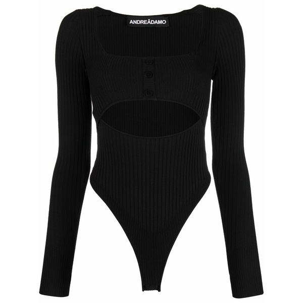 アンドレダモ レディース 編み物\u0026ティーシャツ アウター Ribbed-knit bodysuit Black