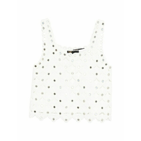 マージュ レディース カットソー トップス Embellished crochet top White