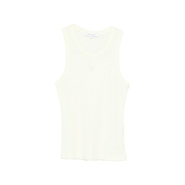 住み家 稲荷 レディース カットソー トップス Embroidered ribbed tank top White