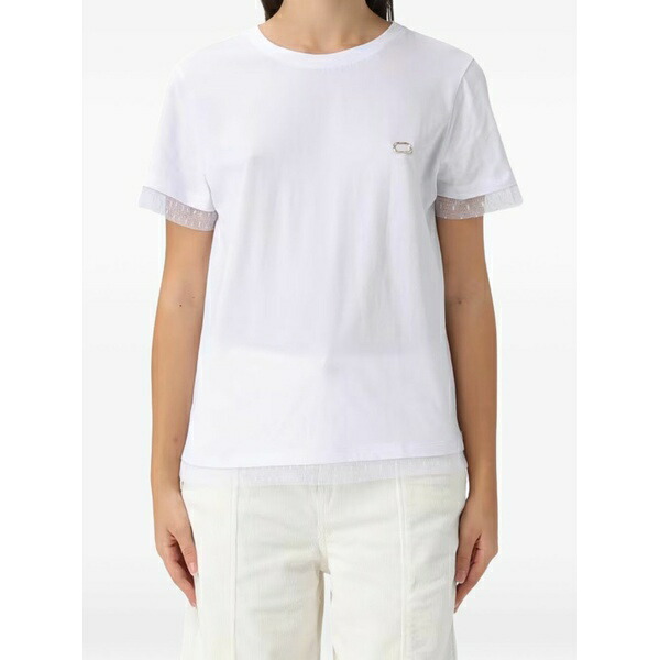 ツイン仕掛ける レディース プルオーバー トップス Embellished t-shirt White