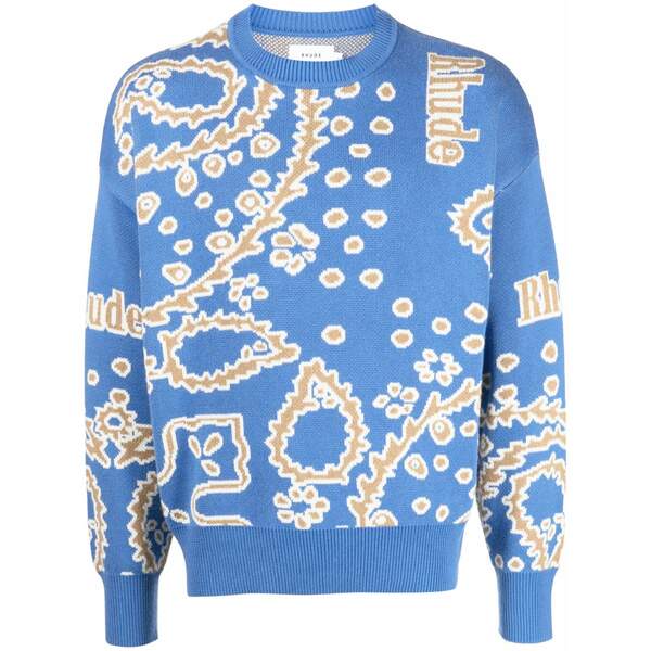 ルード メンズ ニット&セーター アウター Bandana-knit sweater Blue｜asty
