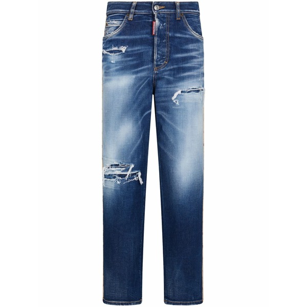 ディースクエアード レディース ジーンズズボン下 ボトムス Lace-up distressed jeans Blue