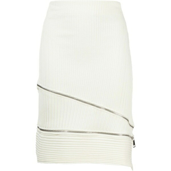 アンドレダモ レディース スコート ボトムス Ribbed asymmetric MIDI skirt White