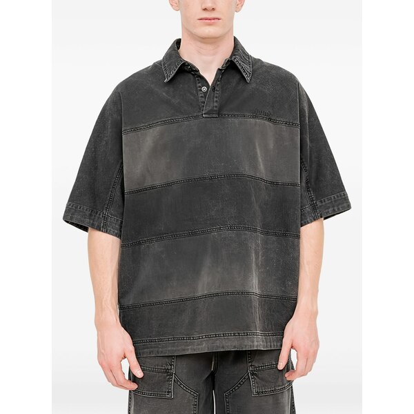 ジュン・ジー メンズ スポーツシャツ トップス Panelled polo shirt Black