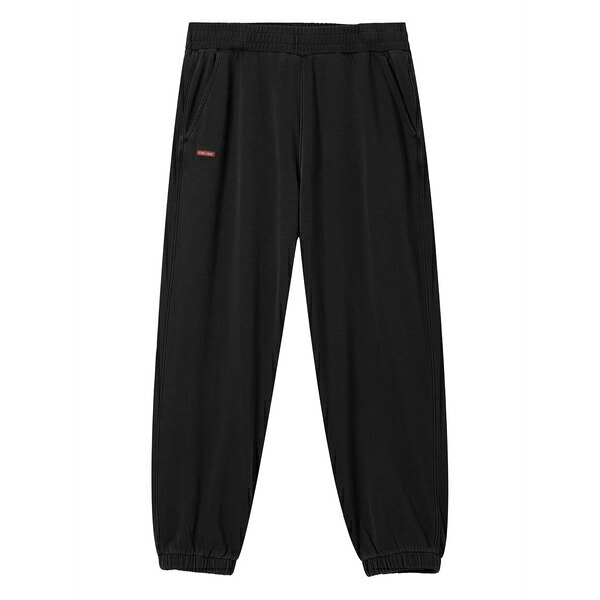 イズエ メンズ 心地よいズボン下 ボトムス Elasticated-cuff cotton track pants Black