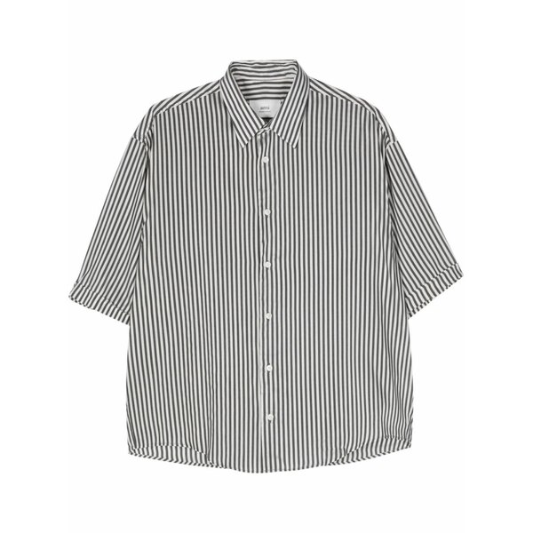 意中の女 メンズ プルオーバー トップス Striped bowling shirt White