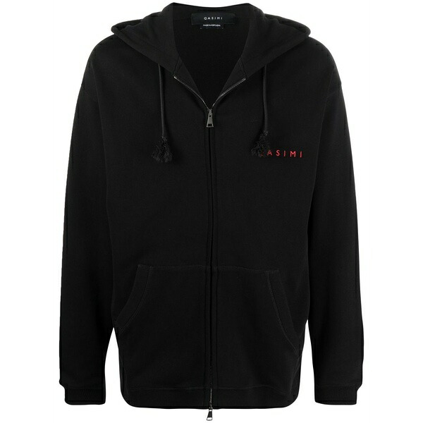 カシミ メンズ パーカー・スウェットシャツ アウター Embroidered logo slogan hoodie Black